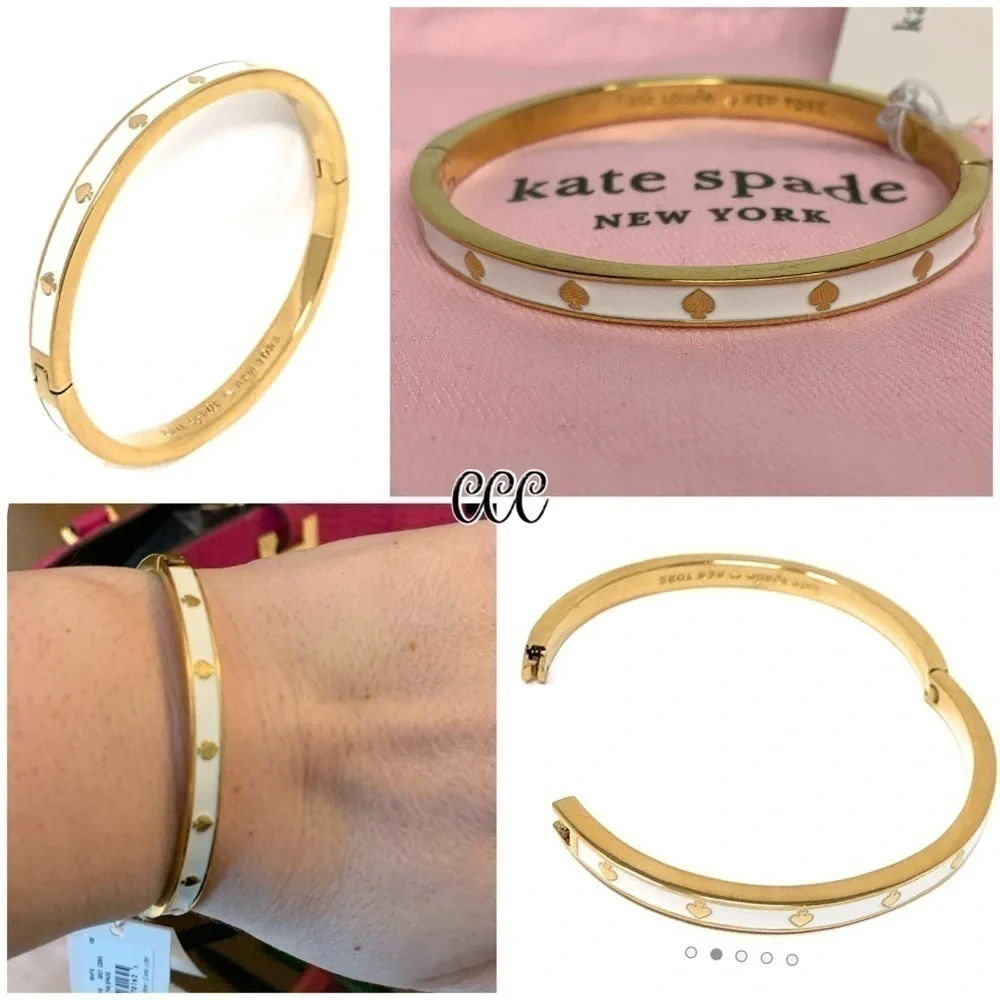 Kate Spade White and Gold Hinged Bracelet NWT